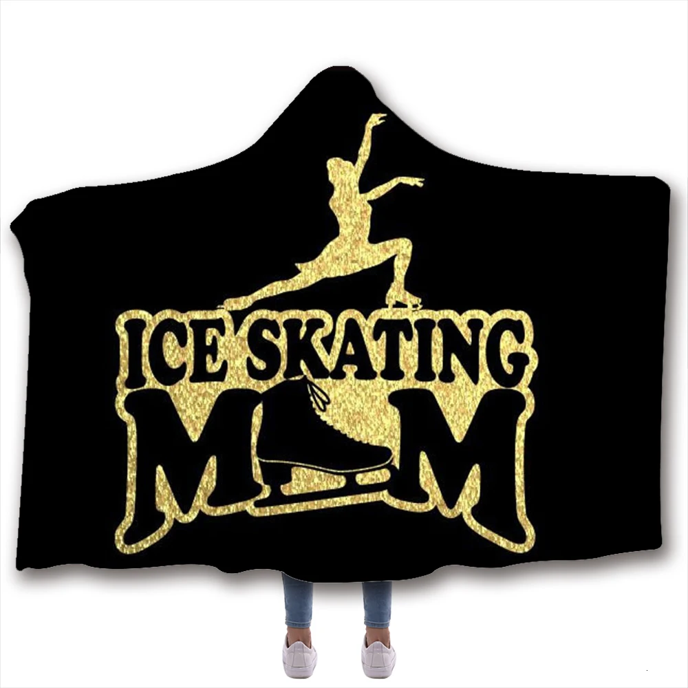 Плед с капюшоном для мам, занимающихся скейтбордингом, Dropshipping Skating Mom Hoodie Blanket Coral Fleece Hooded Winter Warm Travel Airplane Sofa Throw Adult Kids on.