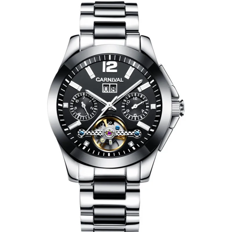 

Classic Brand Men Steel Ceramic Mixed Bracelet Watches Automatic Tourbillon Wrist watch Self-winding Calendar Montre Homme 3ATM