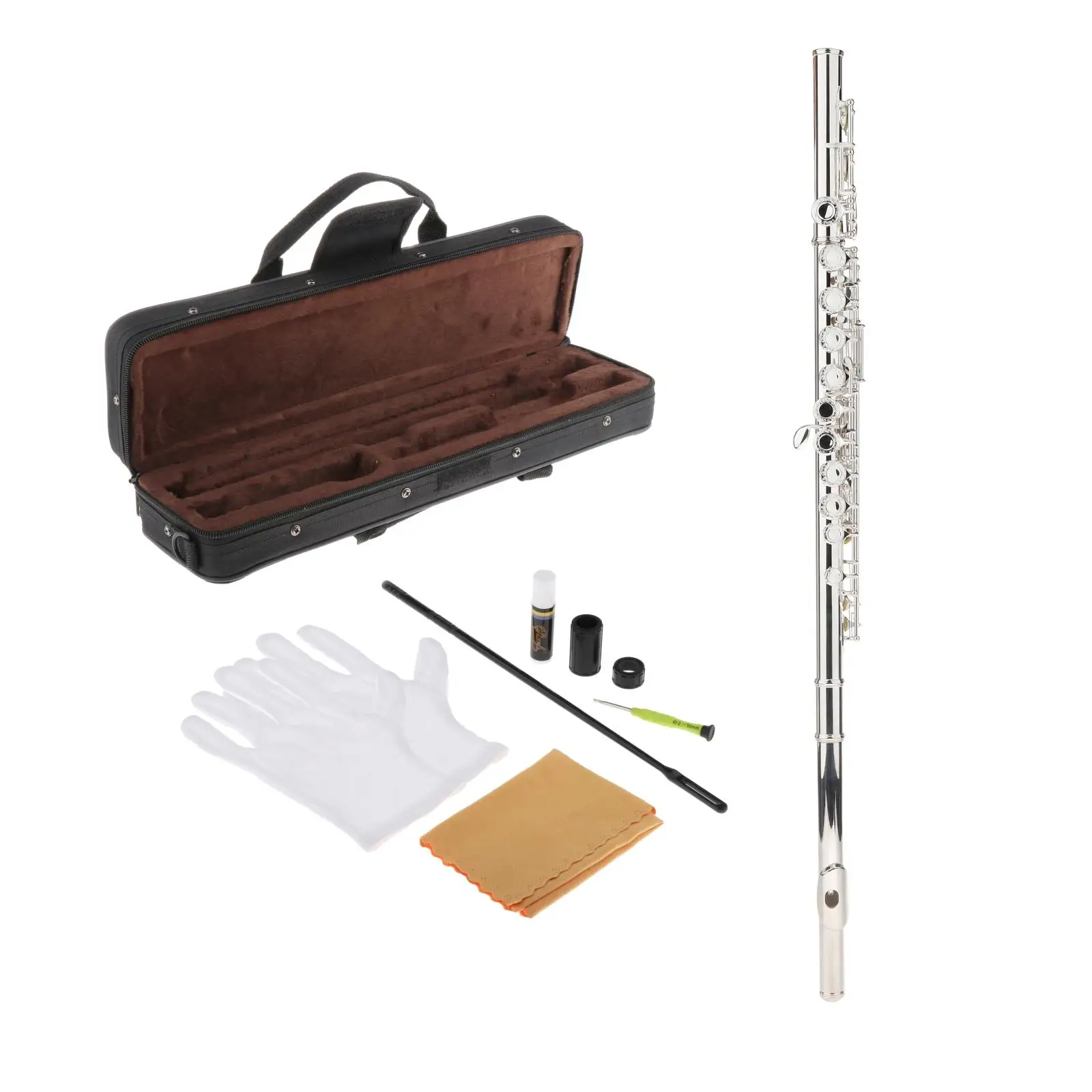 

Closed 16 Hole C Flute Stage Performance Playing Instrument Silver