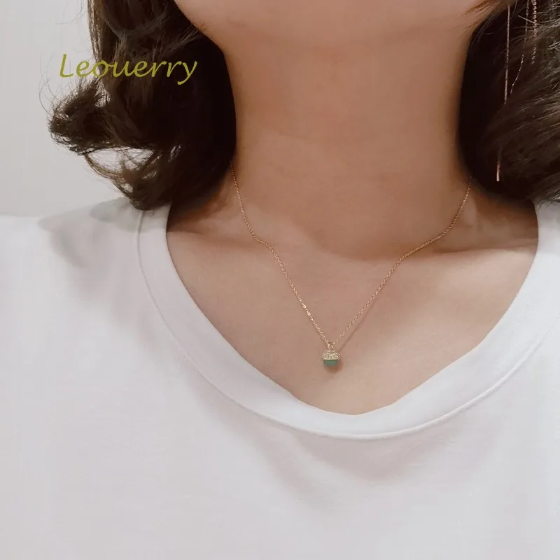 Leouerry, голубой кристалл, Круглый Амазонит, камень, подвеска, ожерелье, 925 пробы, серебро, короткая цепочка, ожерелье s для женщин, хорошее ювелирное изделие