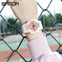 sanda men watch sports dual display 50m waterproof wrist watch for male female clock relogio feminino high quality 2021