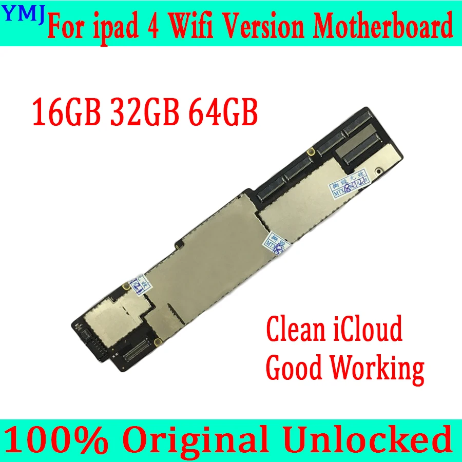 

Бесплатный iCloud для iPad 4 материнская плата с полными чипами, 100% Оригинальный разблокированный для iPad 4 печатная плата, Wi-Fi версия, 16 ГБ 32 ГБ 64 ГБ