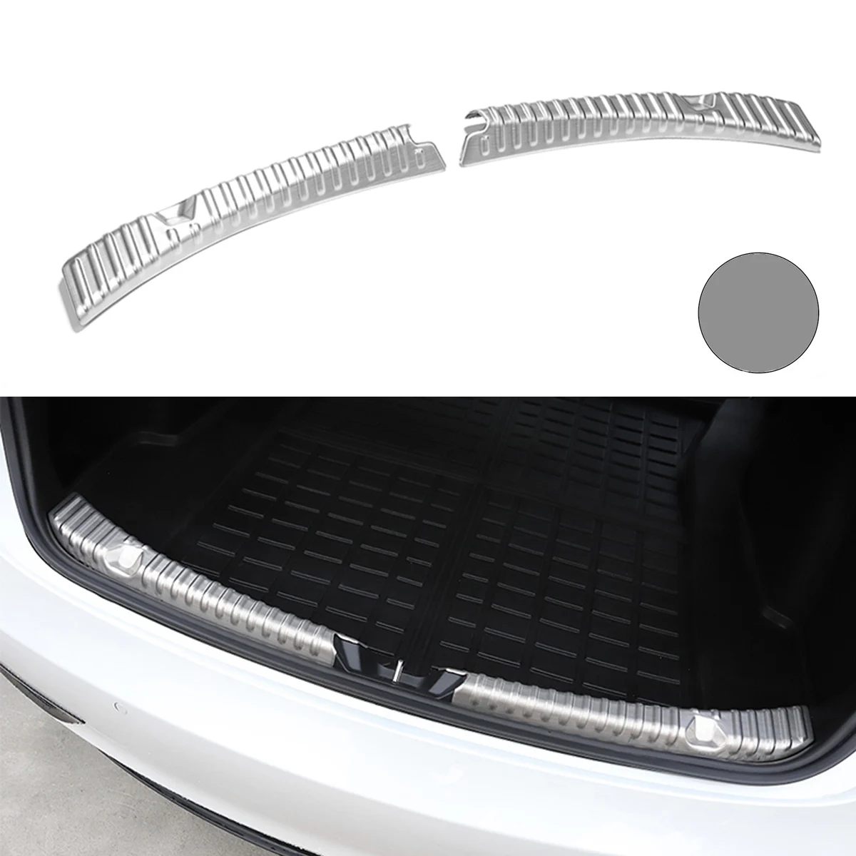 

2PCS Auto Rear Bumper Foot Plate Trunk Door Sill Guard Protector Cover For Tesla Model Y 2018-2021 Car Accessories