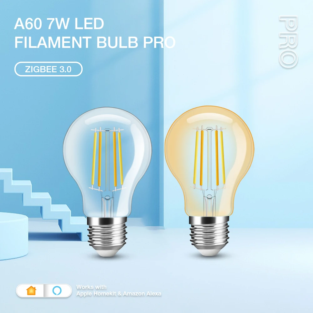 Gledopto Zigbee 3.0สมาร์ท LED หลอดไฟ Filament A60 7W Pro ทำงานร่วมกับ SmartThings APP Alexa Voice รีโมทคอนโทรล