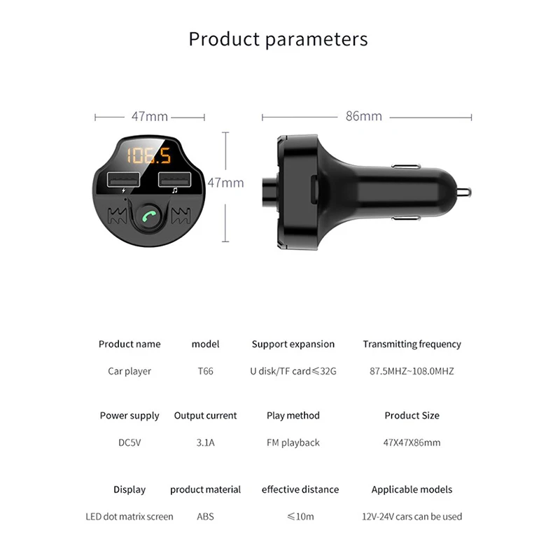 Автомобильный bluetooth 5,0 Handsfree Kit 3.1A быстрое USB зарядное устройство fm-передатчик аудио ресивер TF карта U диск тестер напряжения
