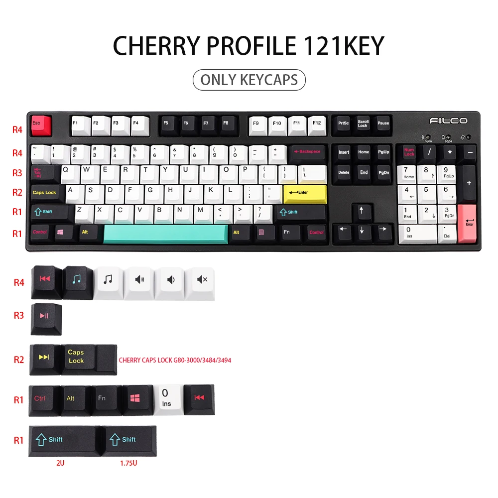 

Future Funk KeyCap PBT Dye Subbed Cherry Profile Keycaps 1.75U 2U Shift For GK61 64 84 tkl87 98 104 MX Switches Key cap