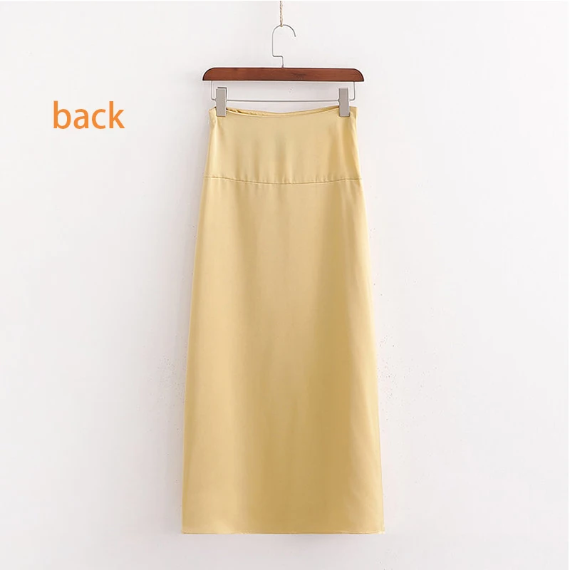 ZA NEW Spring women's yellow solid long skirt female fashion high street woman clothes | Женская одежда