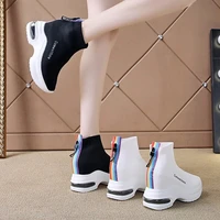 elastic socks shoes womens spring and autumn 2020 new single thick bottom increased wild casual high heeled sponge cake shoes