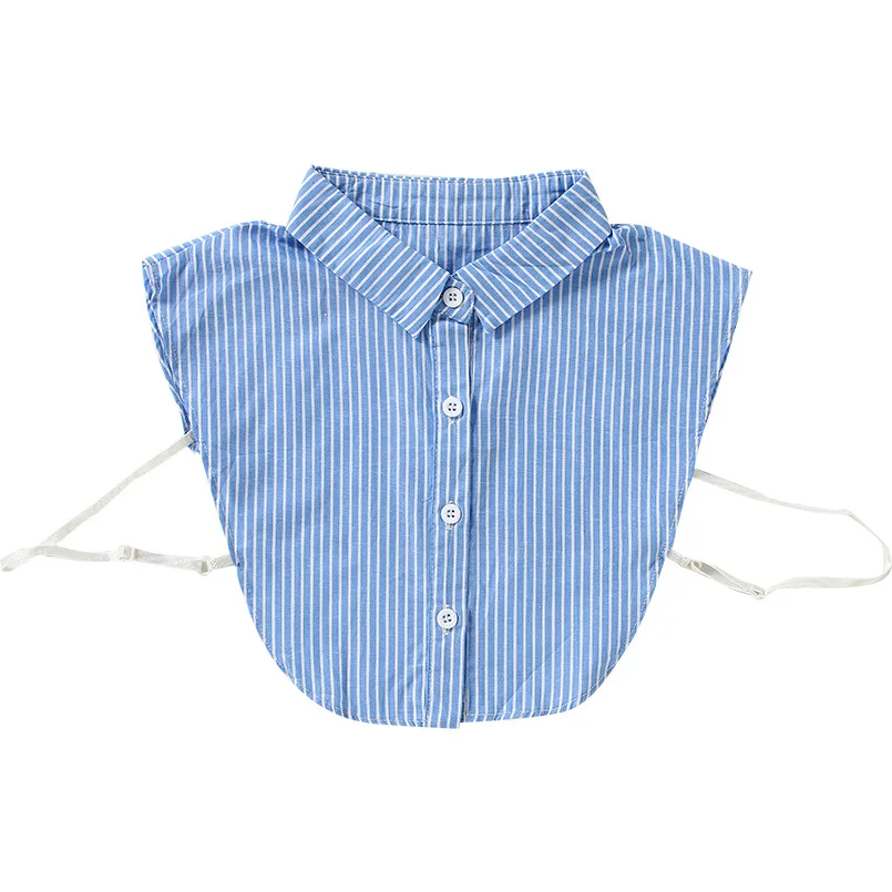 Linbaiway Formal Stripes Detachable Lapel Fake Collar Women Button Down False Female Removable Half Shirt Blouse Decor |