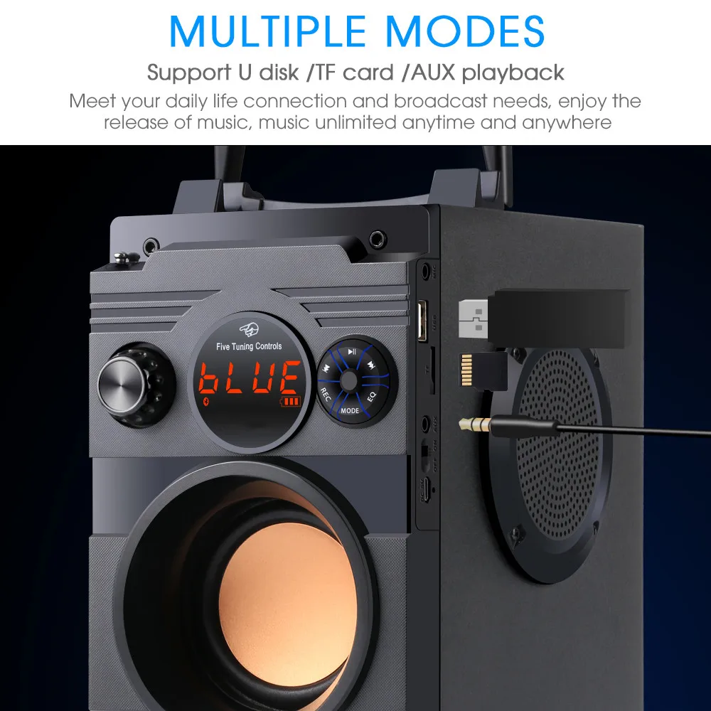 10 Вт/20 Вт Портативный беспроводной Bluetooth динамик boombox Большой Мощный сабвуфер