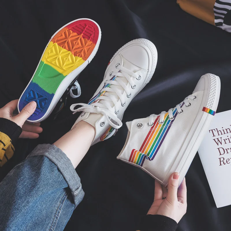 Женская парусиновая обувь коллекция 2019 года сезон осень Радужный новый стиль