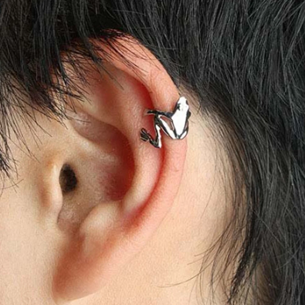 

1Pcs 2021 Fashion Silver Color Ear Cuffs Frog Clip Earrings for Women Climbers No Piercing Fake Cartilage Earrings Cute Jewelry