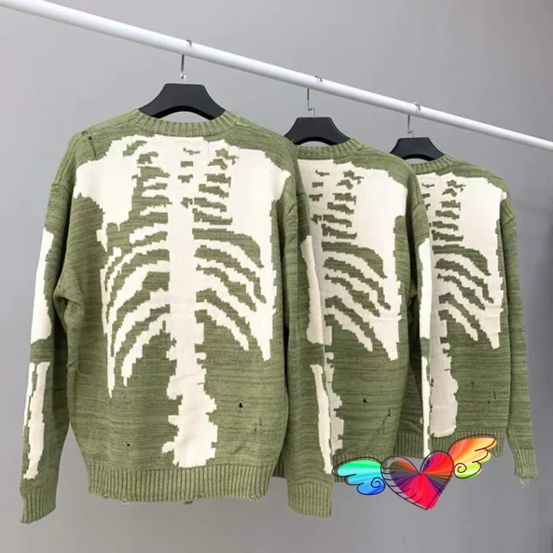 

2021 Kapital Bone Sweater Men Women High Quality Back Skull Skeleton Graphic Logo Print Kapital Sweater Hip Hop Knitted Pullover