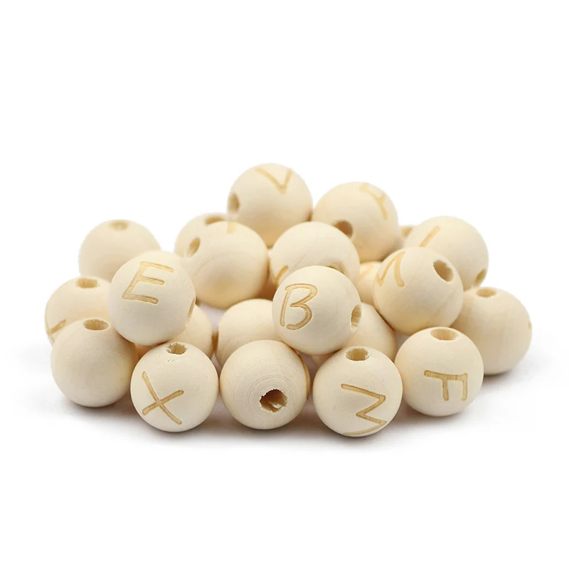 

50 шт., круглые деревянные бусины для браслетов