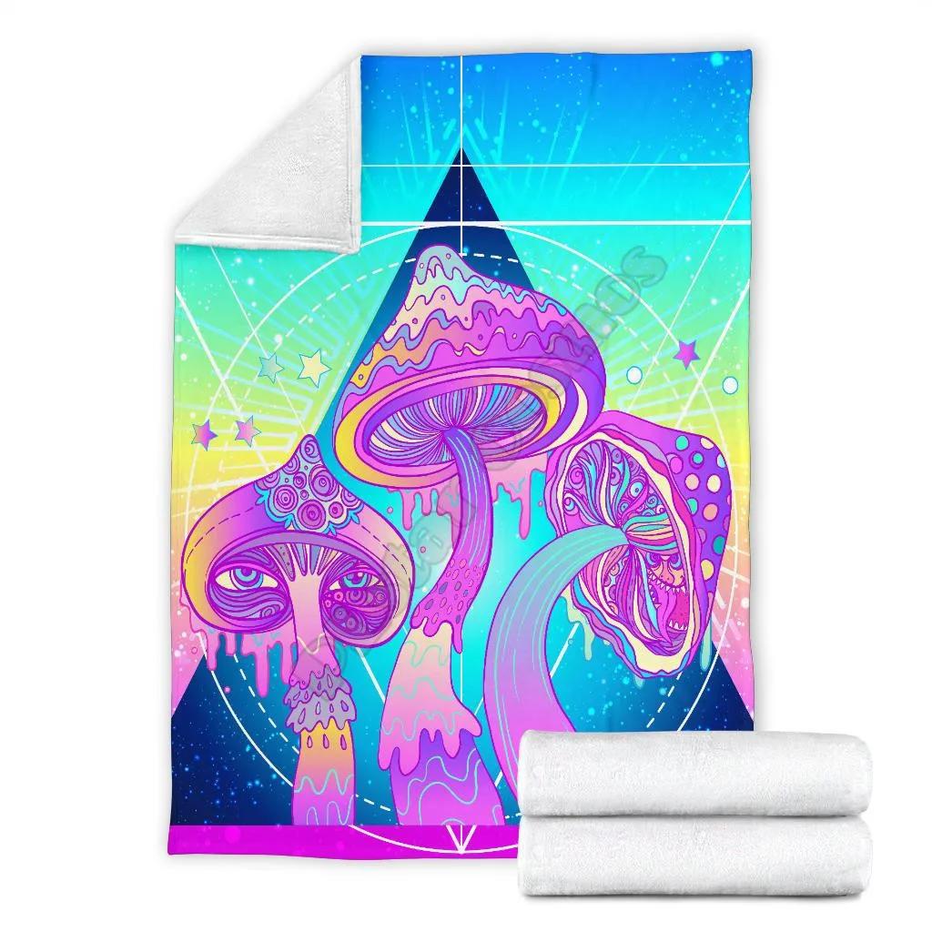 

Colorful Magic Mushrooms Feece blanket 3D Printed Blanket Adults/kids Sherpa Blanket On Bed Home Textiles Home Accessories