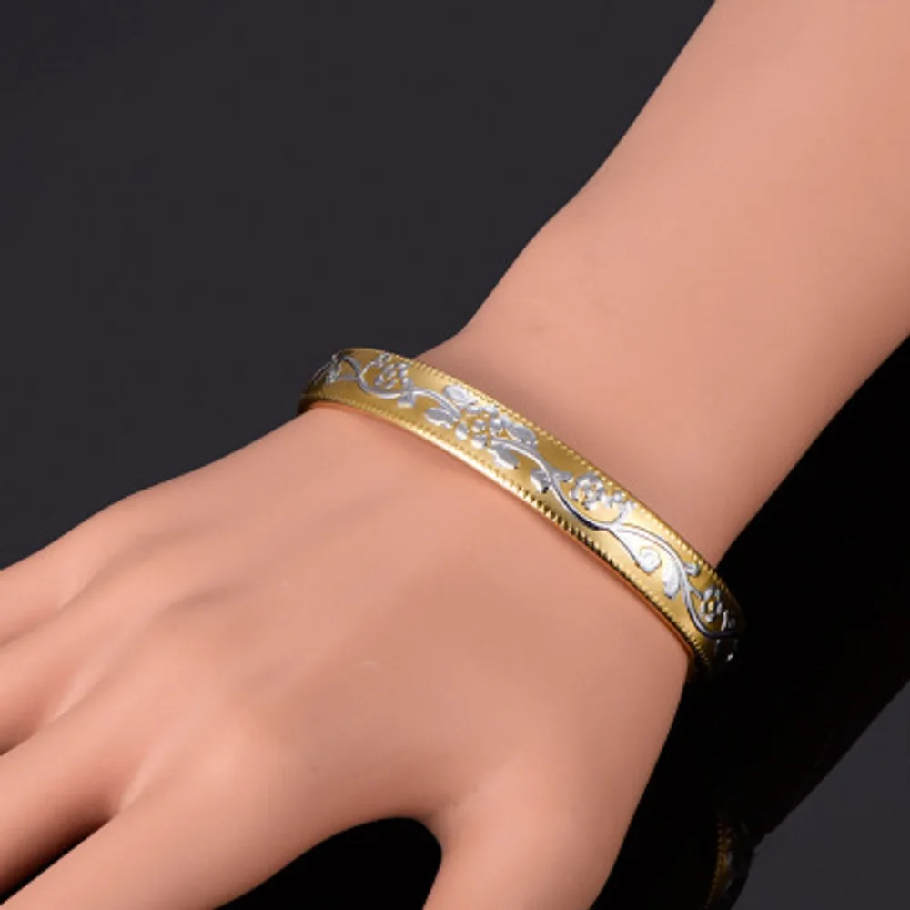 

Hot-selling classic wealthy flower magnetic therapy health care ladies open brass bracelet popular jewelry