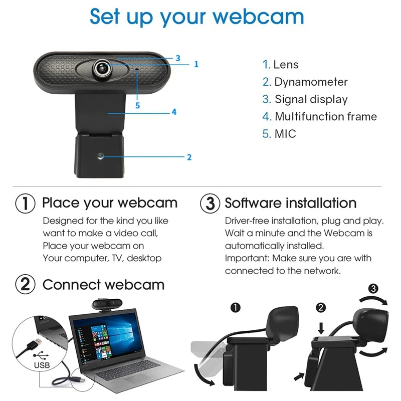 HD 1080P Webcam Autofocus Web Camera Cam for PC Laptop Desktop with Microphone New | Компьютеры и офис