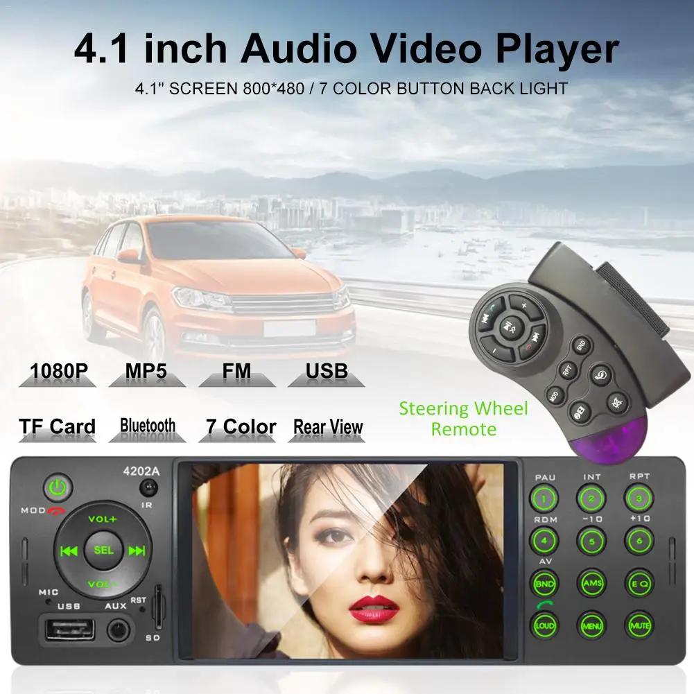 Автомагнитола 4202A 4 дюйма Bluetooth USB SD Aux FM|Мониторы для авто| |