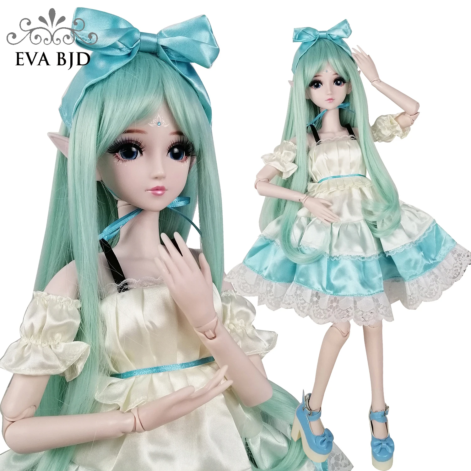 22 &quotзеленый эльф демон 1/3 BJD Кукла SD кукла 56 см шарнирная Фея + макияж ручной