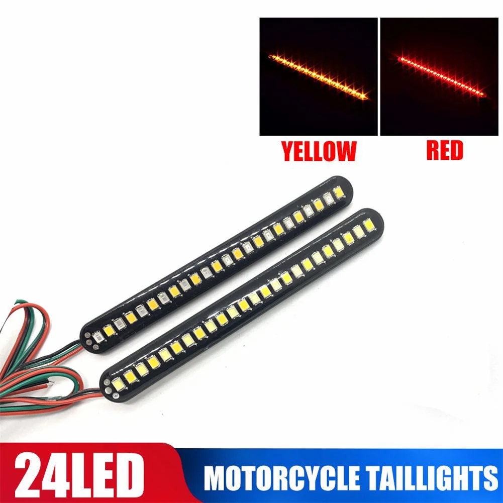 

2 PCS Motorcycle Tailgate Lights Bar Rear Brake Tail Lamps Flowing Turn Signal Lights 24LED 12V General Motorcycle Accessories