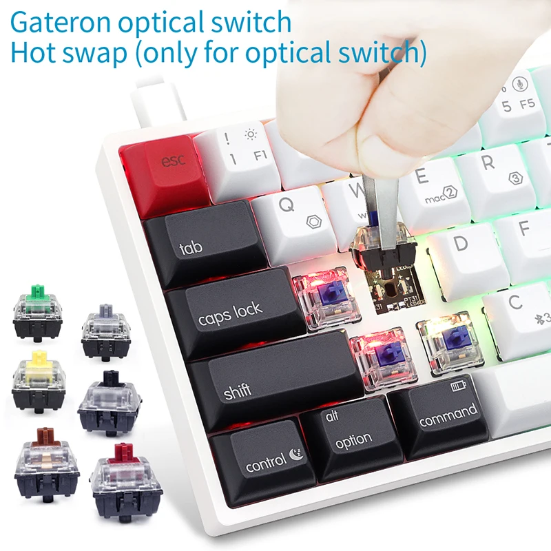 

SKYLOONG AK68S Mechanical Keyboard Bluetooth Wireless Gateron RGB Backlit keycaps Gamer keyboard Yellow Switch For MAC Laptop