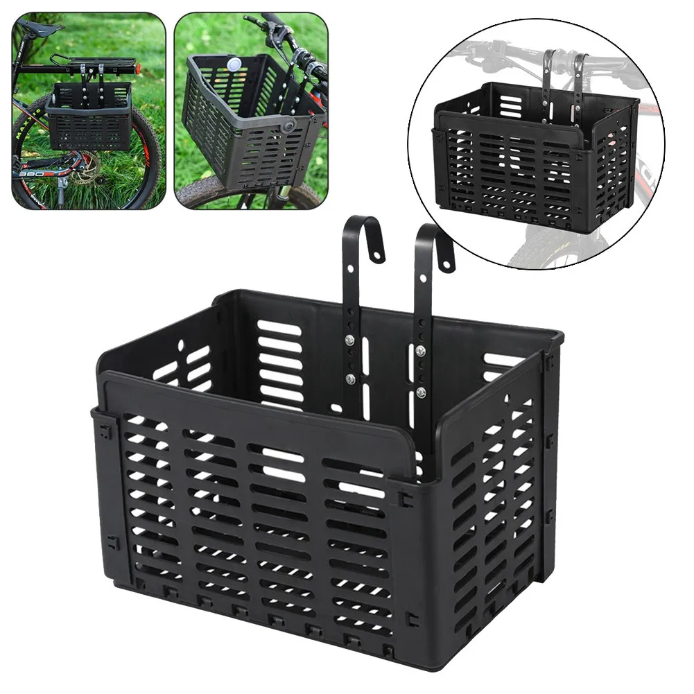

New 1pcs Bike Basket Bicycle Quick Release Folding Basket Camping Portable Basket Large Capacity Black