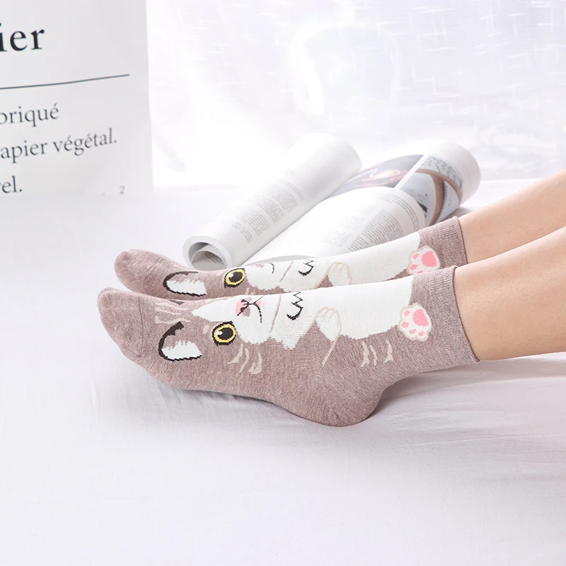 1 пара женских носков Новые повседневные корейские хлопковые носки с милым