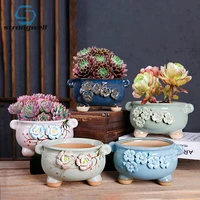 strongwell succulent ceramic flower pot pastoral large caliber green plant potted home balcony creative gardening planter bonsai