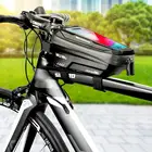 Сумка для горного велосипеда WILD MAN, передняя велосипедная сумка, водонепроницаемая сумка для телефона с сенсорным экраном 6,5 дюйма, мобильный телефон чехол из ЭВА, Жесткий Чехол, сумки