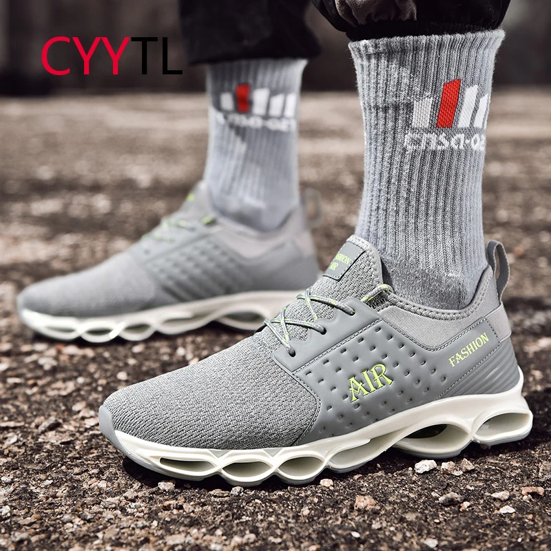 

CYYTL Mesh Summer Men Sneakers Blade Non Slip Work Shoes Breathable Sports Running Tennis Walking for Boys Basquette Homme