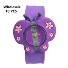 Детские Водонепроницаемые кварцевые часы с 3d-бабочками и силиконовым ремешком