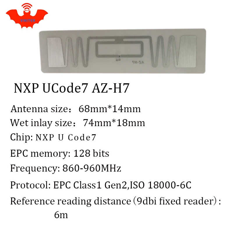 UHF RFID tag EPC 6C sticker NXP Ucode7 AZ-H7 wet inlay 915mhz868mhz860-960MHZ 100pcs free shipping adhesive passive label | Безопасность