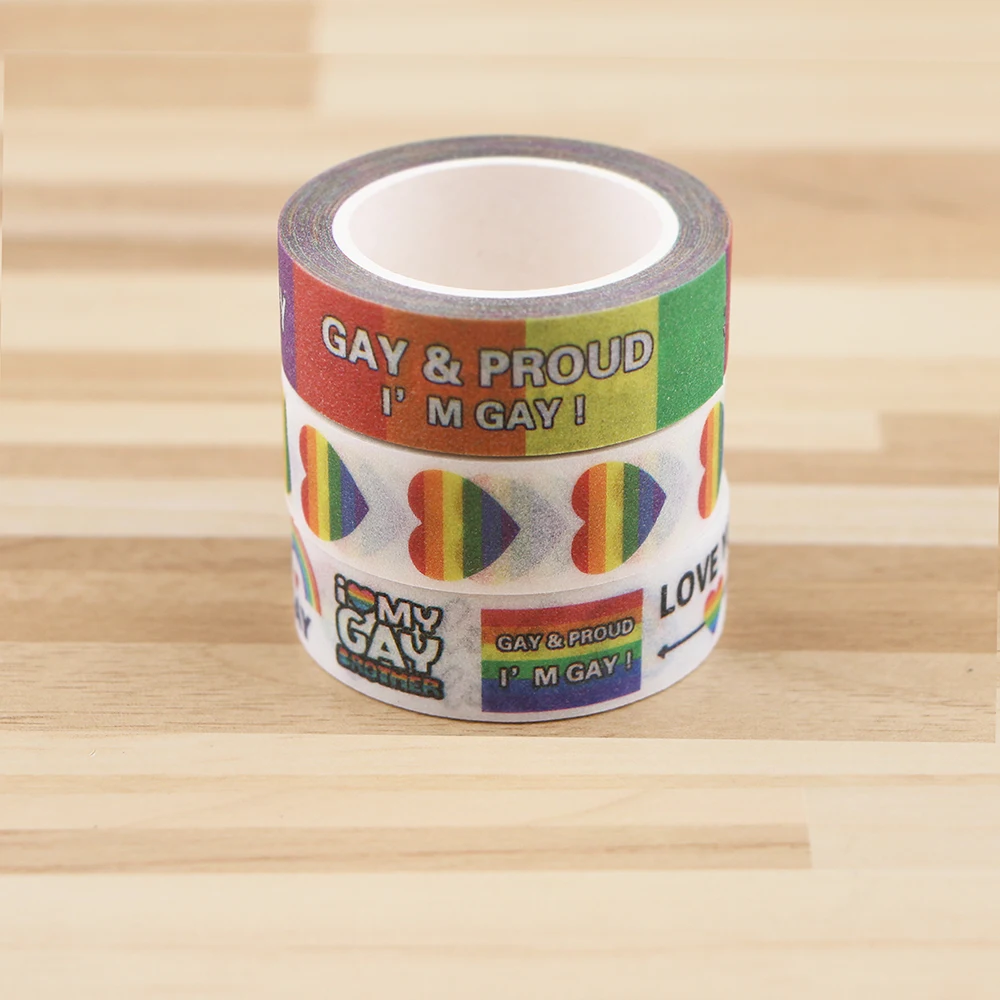 

JF953 Gay Washi Tape Rainbow Color Masking Tape Decorative Adhesive Tape Stickers Scrapbook Diary Stationery