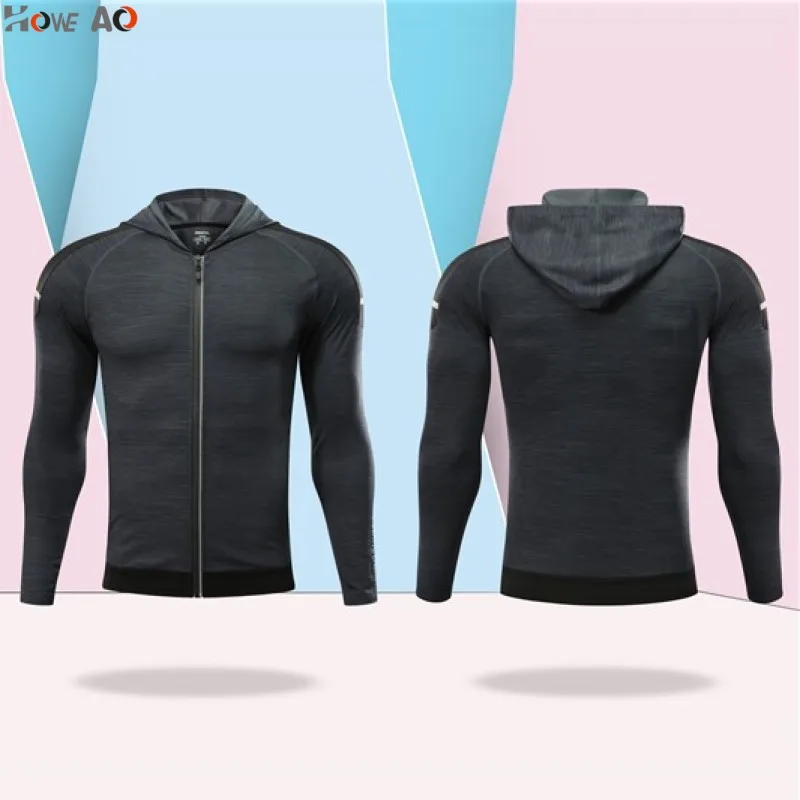 

HOWE AO Men's Hooded Running Jacket Fitness Gym Sports Coat Basketball Sportswear Training Clothes Dry Hoodie Tops