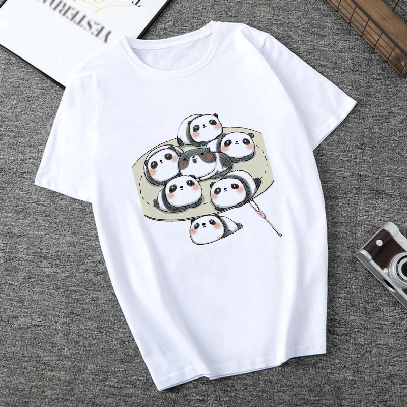 Kawaii милый мультфильм панда принт модные летние футболки женская одежда Harajuku Ullzang