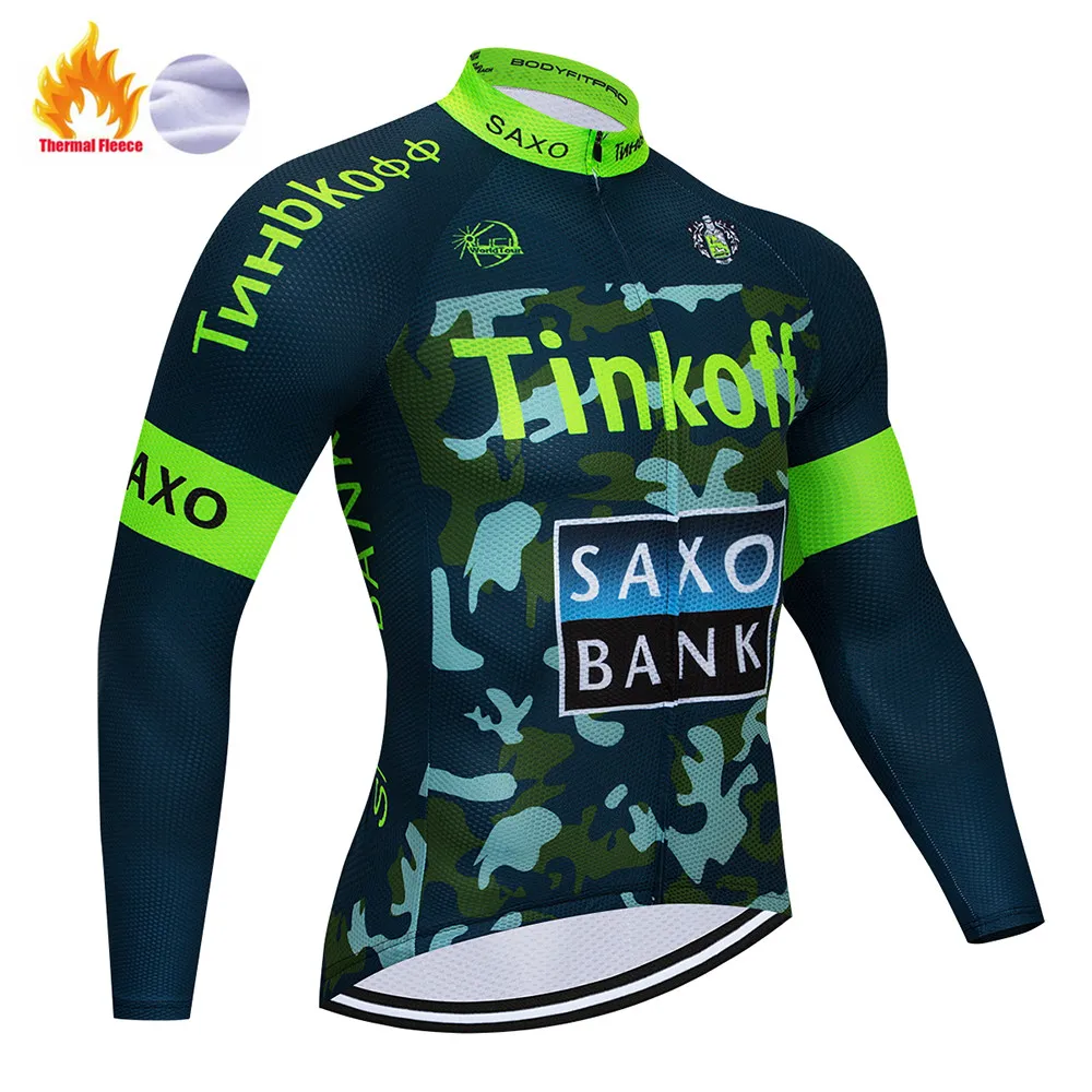 Tinkoff зимний комплект теплой флисовой велосипедной одежды Maillot Ropa Ciclismo Invierno MTB велосипедные майки спортивная одежда для велосипеда - Цвет: Winter jersey