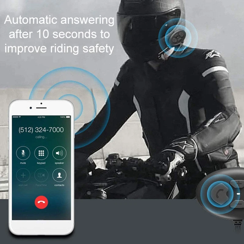 2Pcs DK12 Bluetooth 5.0 Helmet Headset Intercom with FM Radio Motorcycle Noise Cancellation IP65 Waterproof