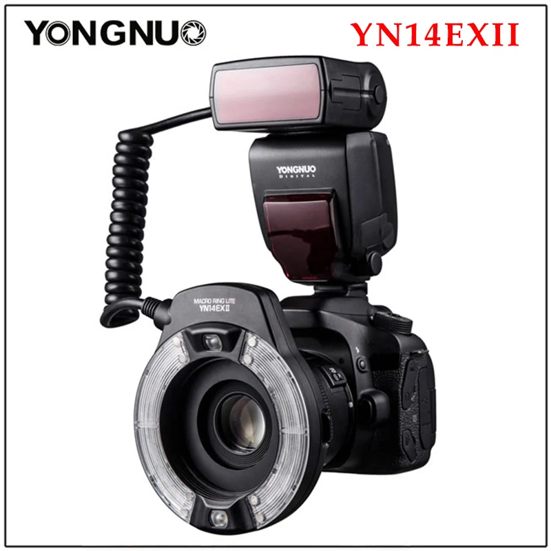 

Yongnuo YN14EX II TTL LED Macro Ring Flash Light Double Lamp Macro Flash for Canon 5D4 1DX2 5Dsr 750D 6d2 DSLR Camera