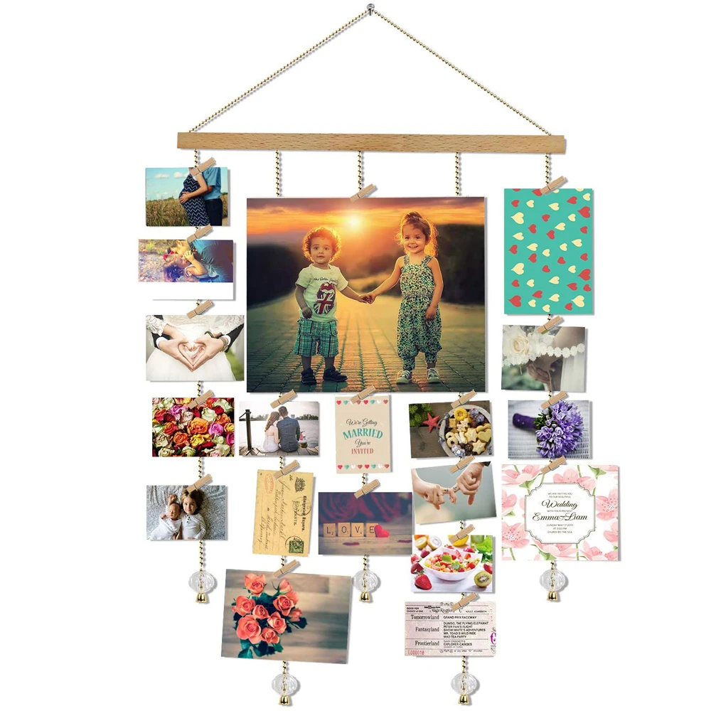 Подвесной фотодисплей DIY фоторамка набор коллажей деревянные клипсы золотая