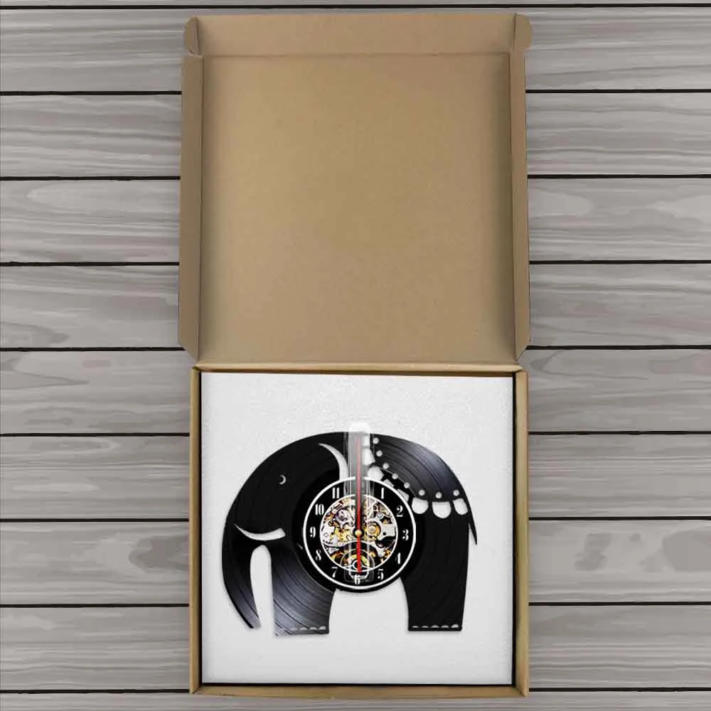 Электронные настенные часы с виниловой пластиной в форме слона животных