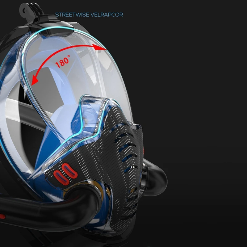 

Full Face Snorkel Mask Double Respirator Anti-Fog Wipes 180 Degree Panoramic HD View Diving Mask