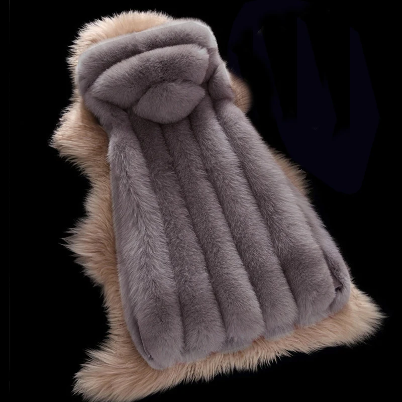 Розовый жилет из искусственного меха зимнее пальто женская меховая куртка с