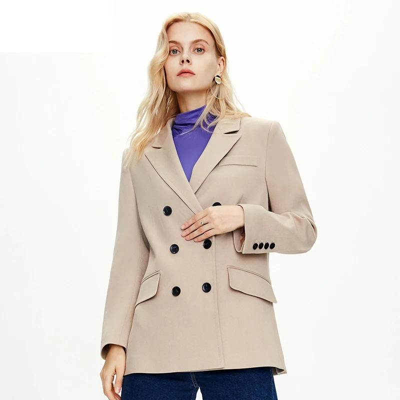 

Khaki High-end Temperament Arch Needle Suit Nice Autumn Winter Pop Product Thickened Counter Quality Women Jacket Y7