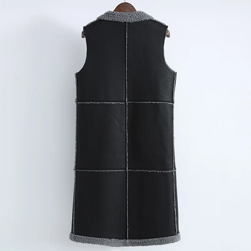 Осенне-зимний женский жилет из искусственной кожи теплые плотные бархатные