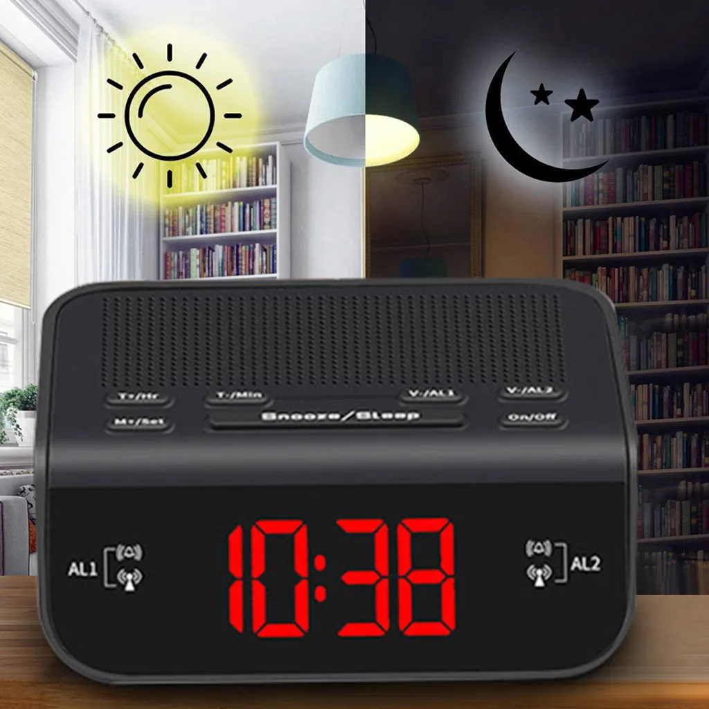 Alarm Clock Fm Radio With Dual Buzzer Snooze Sleep Function Led Time Cloc Despertador 2020 Часы Настольные | Дом и сад