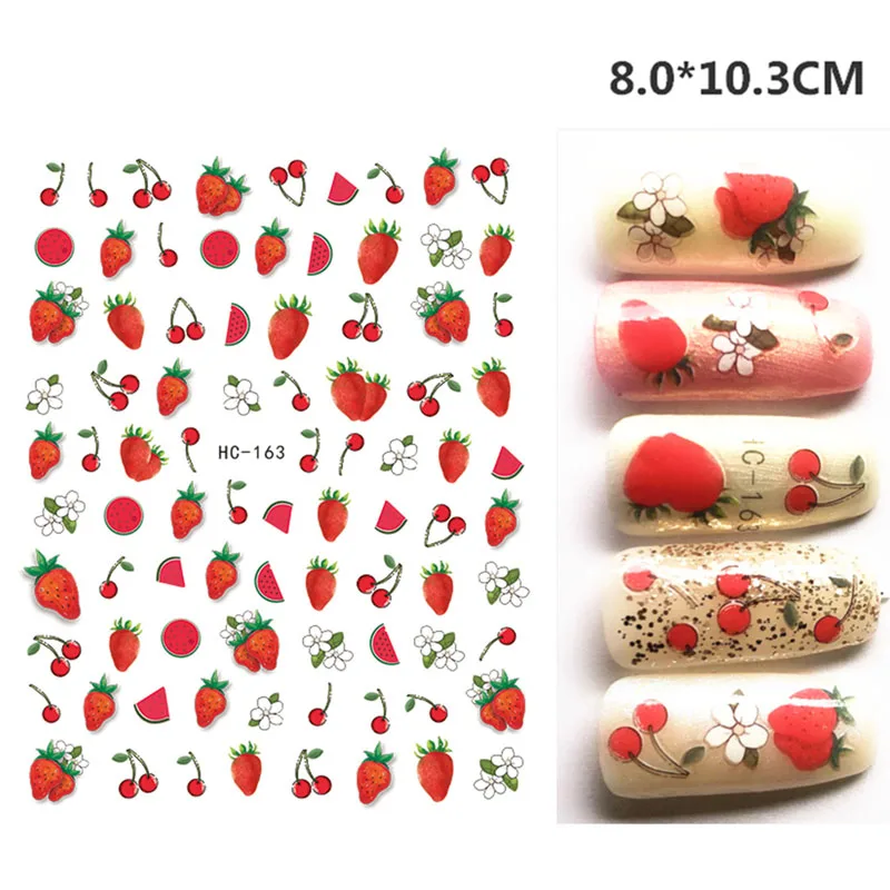 2D клейкая наклейка мультяшный милый цветок животное узор для ногтей простая