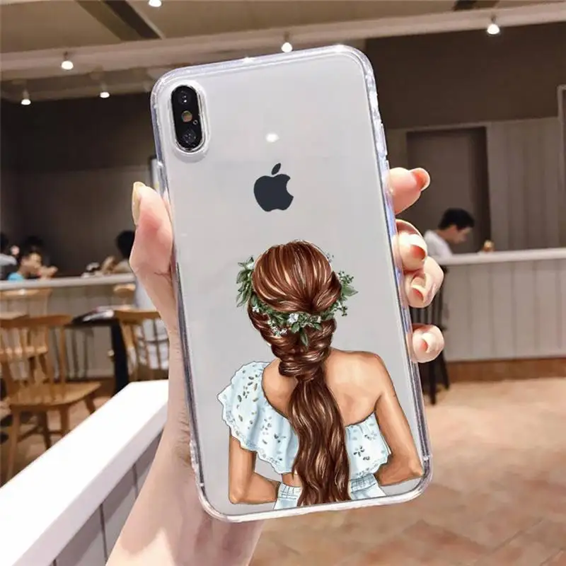 

VOGUE Christmas Princess Girl Female Phone Case For iphone 12 11 8 7 6s 6 5 5s 5c se plus mini x xs xr pro max Transparent soft