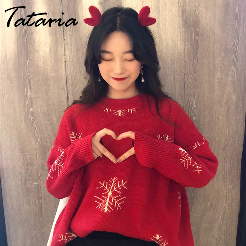 Женский Рождественский пуловер Tataria базовый на осень и зиму теплые свитера для