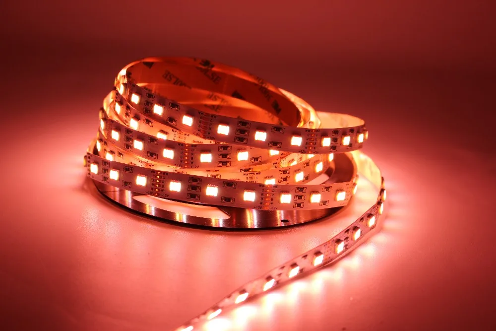 

12MM PCB RGB CCT LED Strip 5050 DC12V/ 24V Flexible Light RGB+White+Warm White 5 color in 1 LED Chip 60 LED/m 5m/lot waterproof