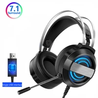 gaming headphones 7 1 surround sound stereo games earphones with mic breathing led gamer usb wired headset for computer ps4 xbox